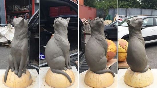 Une ébauche de la future statue en bronze de Félicette, postée par Matthew Guy pour lancer l'appel à financement