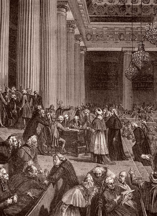 Séance du 4 août 1789 de l'Assemblée Constituante. Gravure du XIXe siècle