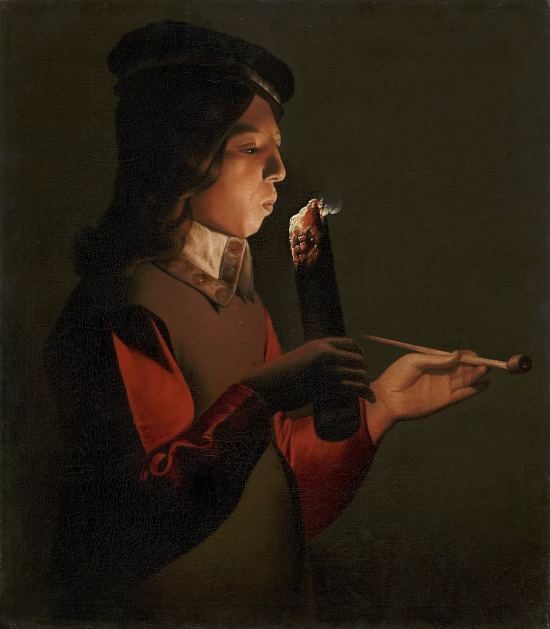 Le souffleur à la pipe. Peinture de Georges de La Tour (1646)