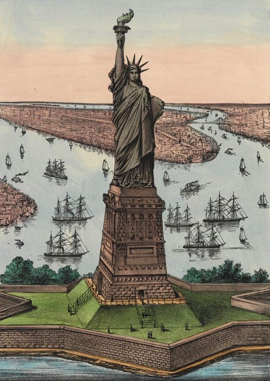 Statue de la Liberté. Lithographie de 1885