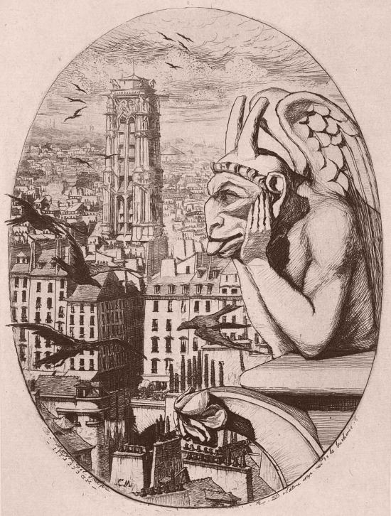 La stryge de Notre-Dame de Paris. Dessin de Charles Meryon (1853)