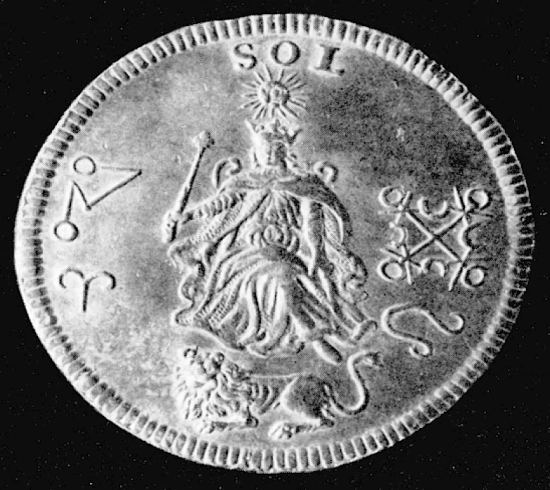 Talisman offert au roi Louis XIV. Avers de la médaille