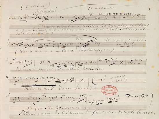 Détail des notes pour le maître de ballet de Tannhaüser rédigées par Wagner