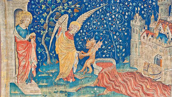 Le temps du Jugement. Quatrième série, douzième scène de la Tenture de l'Apocalypse, réalisée à partir de 1374 par Nicolas Bataille (Musée des Tapisseries, Angers)