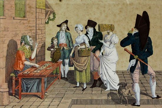 La tireuse de cartes. Estampe de Jacques Chéreau (1688-1776)