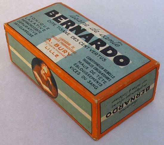 Tisane de santé Bernardo, dite tisane des cent vertus (XXe siècle), par le laboratoire de produits pharmaceutiques A. Bury, docteur en pharmacie de Lille