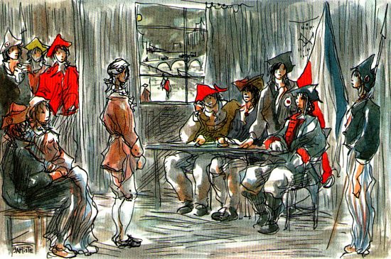 Le Tribunal révolutionnaire. Dessin de Jean-Baptiste Morlet