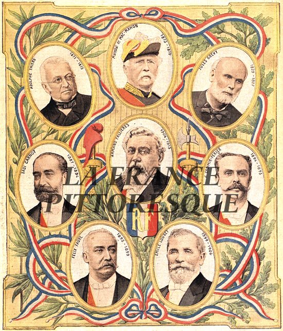Les présidents de la République de 1871 à 1913. Illustration parue dans Le Petit journal. Supplément illustré du 19 janvier 1913