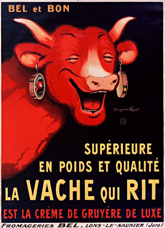 La Vache qui rit. Affiche publicitaire de 1926 réalisée par Benjamin Rabier