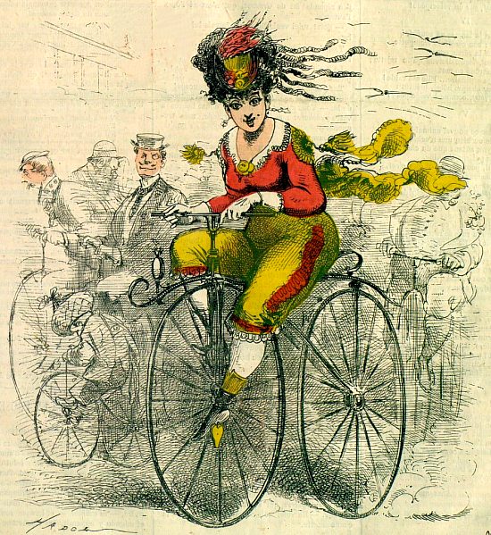 Les vélocipèdes. Illustration parue dans La Chanson illustrée du 2 mai 1869