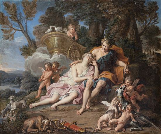 Vénus et Adonis. Huile sur toile de Noël Coypel (vers 1700)
