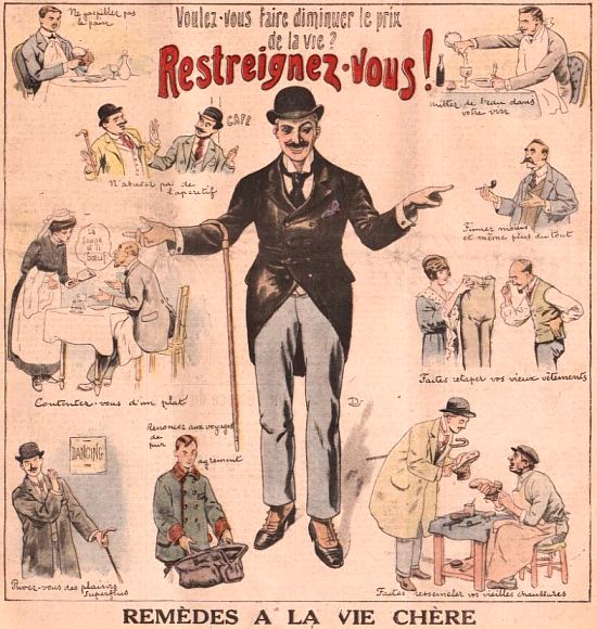 Remèdes à la vie chère. Illustration de couverture du Petit Journal. Supplément illustré datant du 8 février 1920