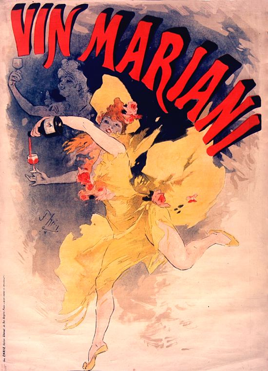 Affiche publicitaire pour le vin Mariani réalisée en 1894 par Jules Chéret