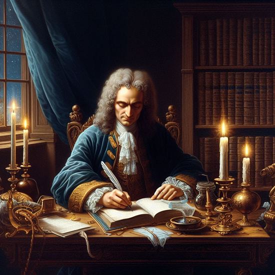 Voltaire (1694-1778) à sa table de travail