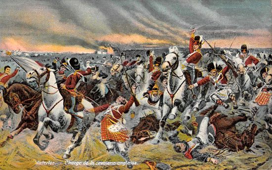 Charge de la cavalerie anglaise lors de la bataille de Waterloo