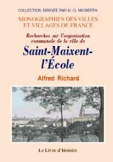 SAINT-MAIXENT-L'ÉCOLE (Recherches sur l'organisation (…)